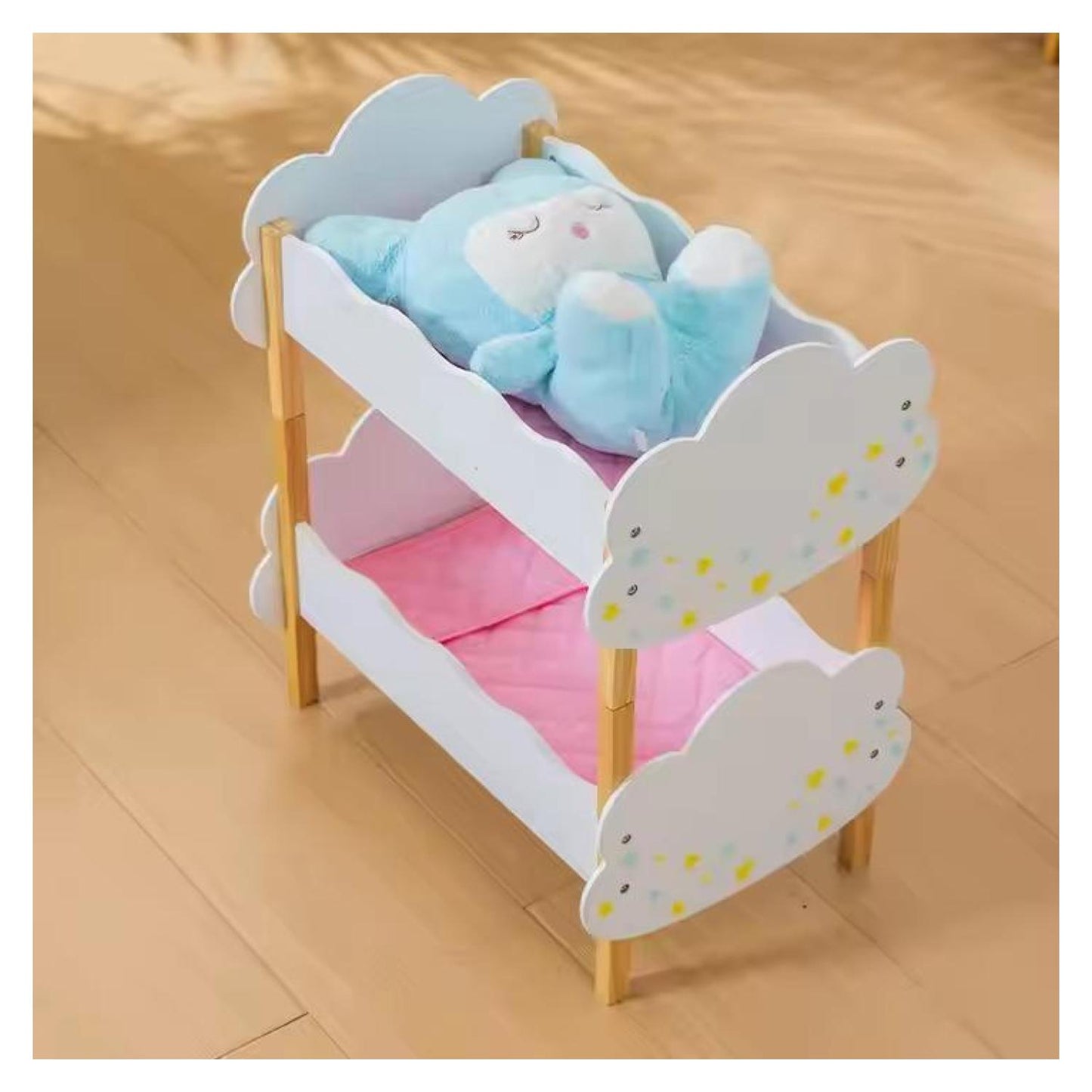 Cuna de Muñecas Madera Doble Nube De Madera