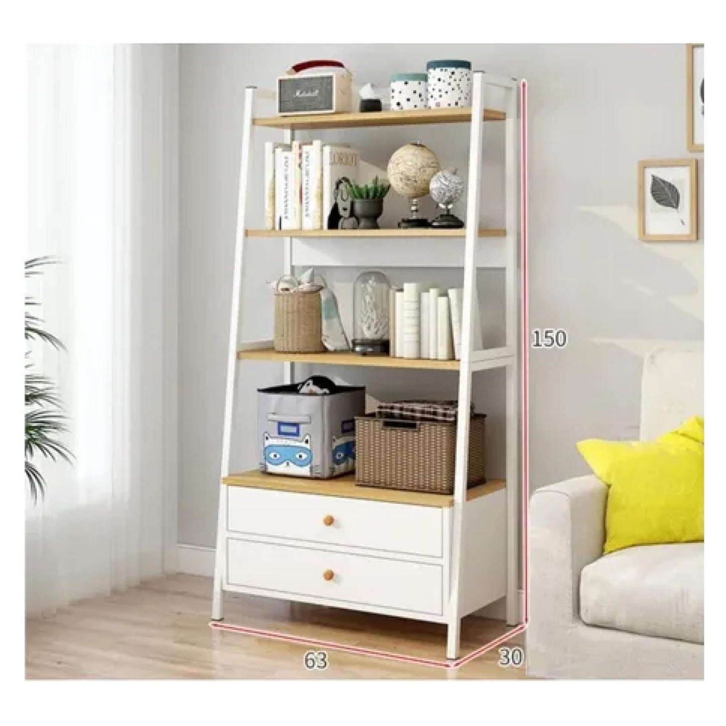 Estante Organizador Living 4 Niveles Y 2 Cajones 150*63*30Cm