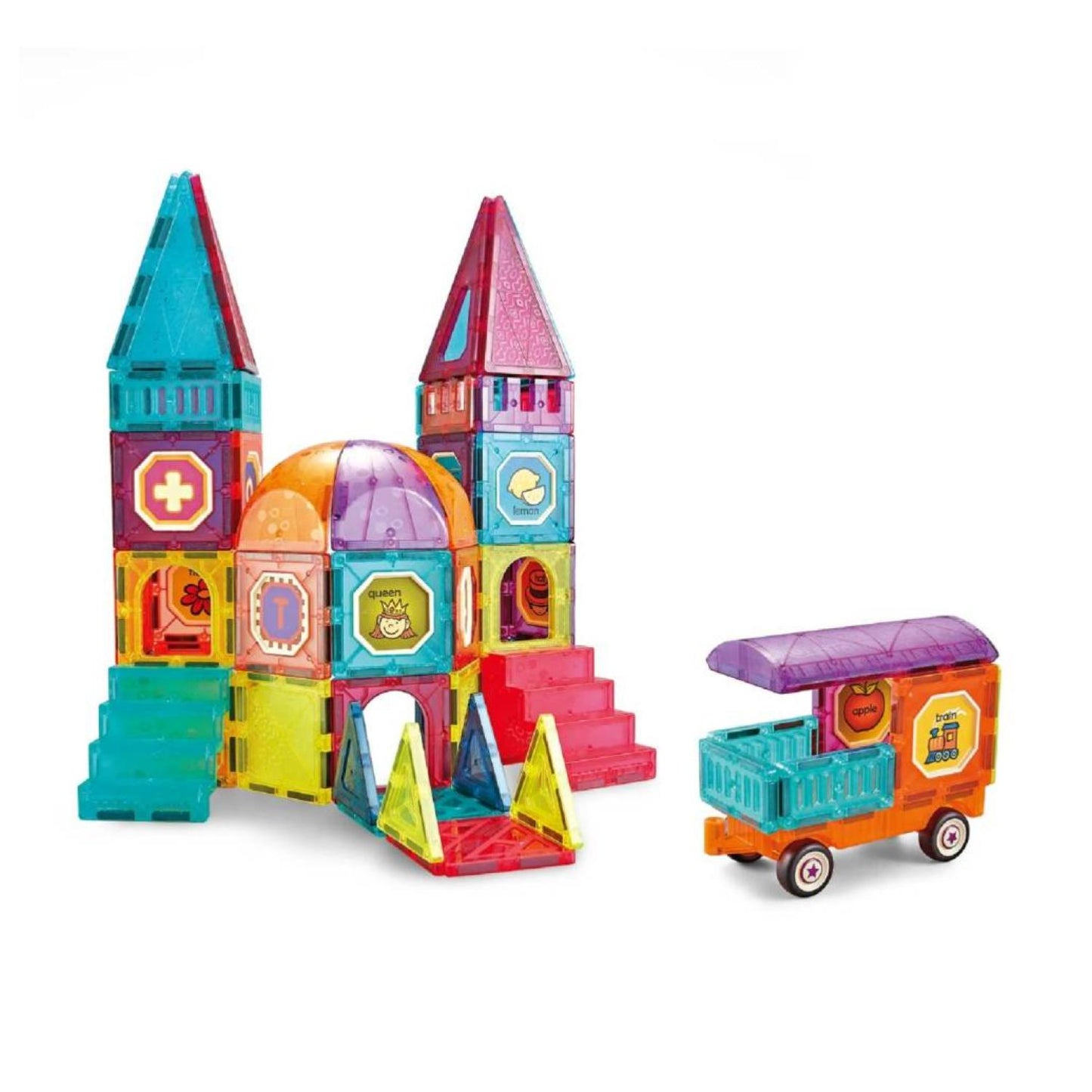 Bloques Magneticos Castillo y Auto 94 Pcs De Colores