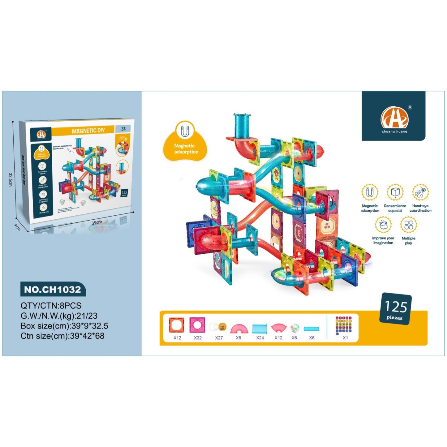 Bloques Magneticos Castillo 125 Pcs De Colores