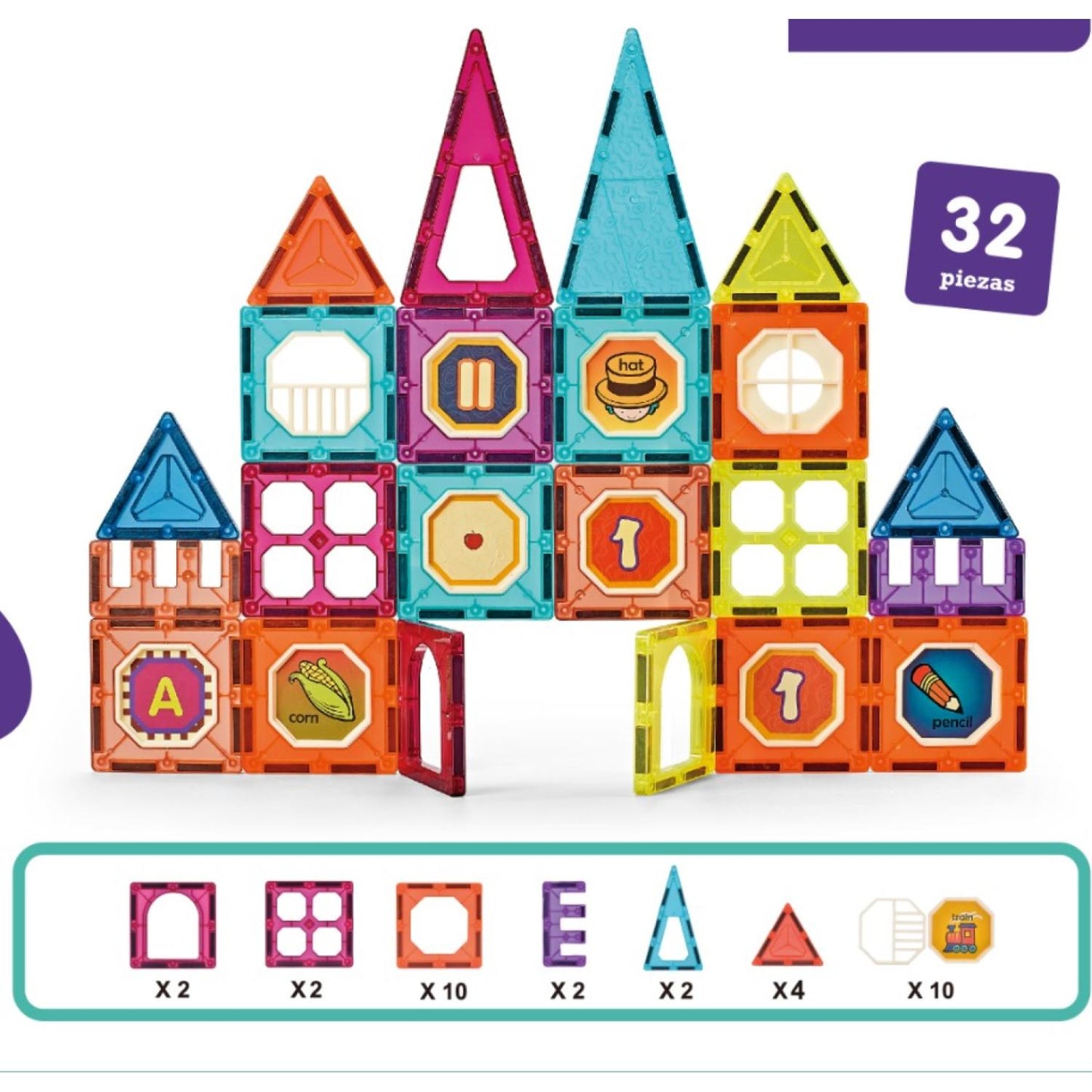 Bloques Magneticos Castillo 32 Pcs De Colores