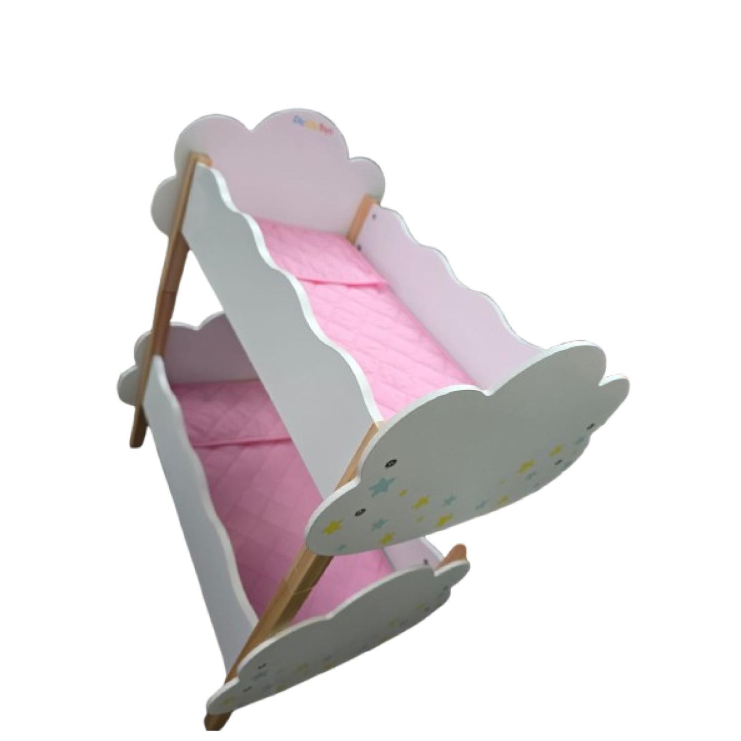 Cuna de Muñecas Madera Doble Nube De Madera