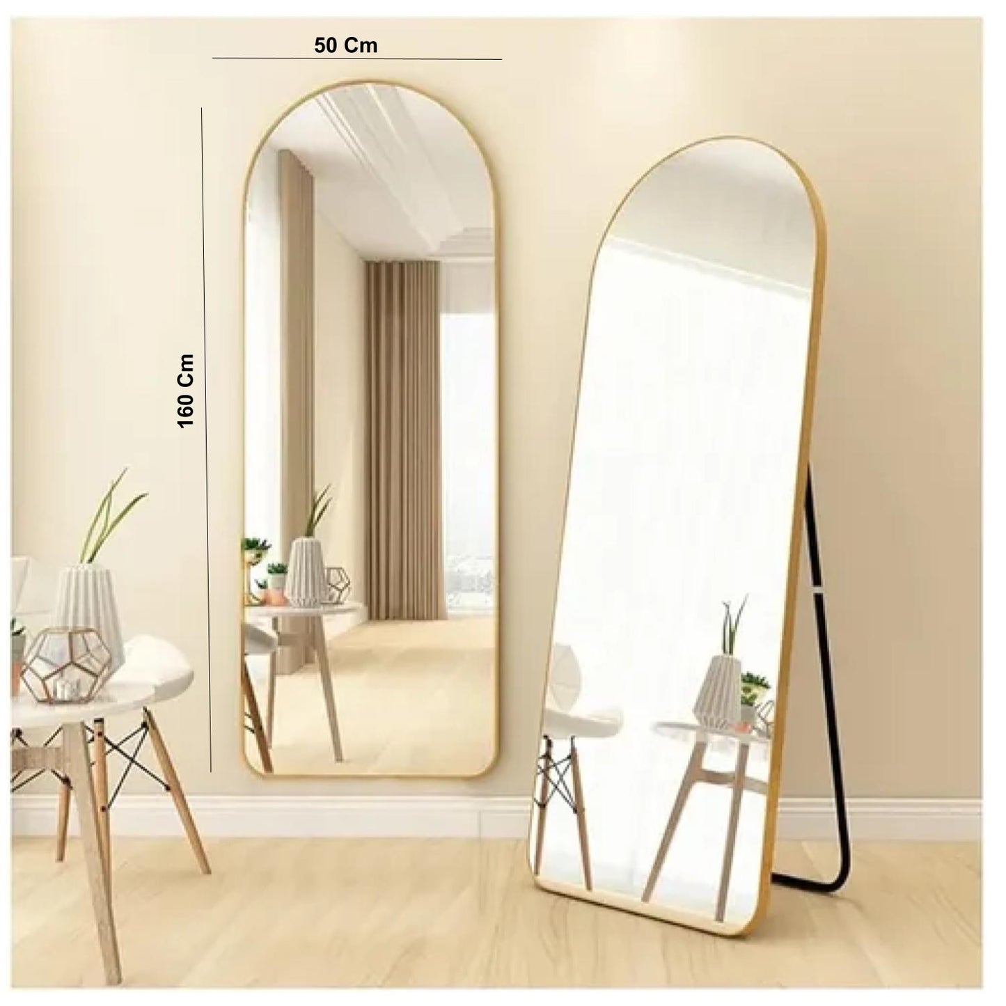 Espejo Decorativo De Pared Acero Inoxidable 160 cm x 50 cm