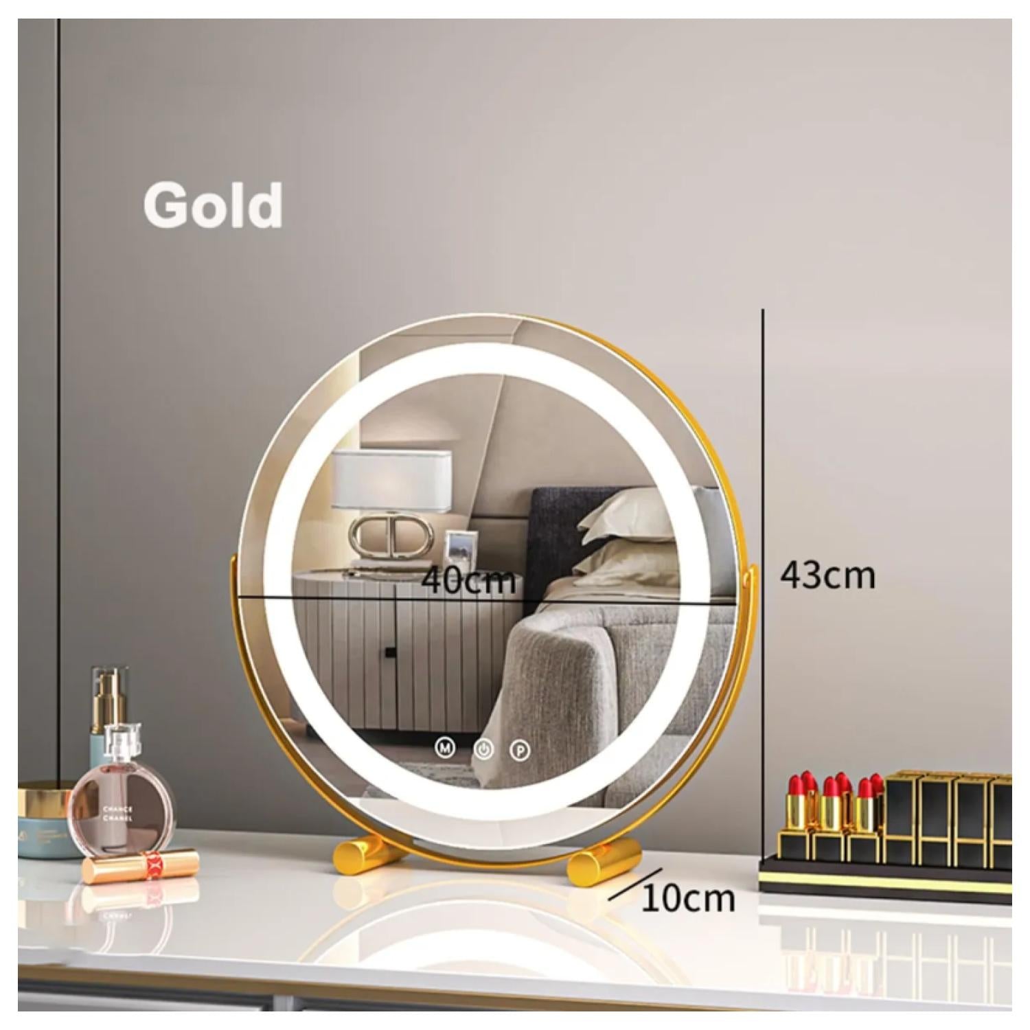 Espejo Led Giratorio 360° Gold Glam 43 cm