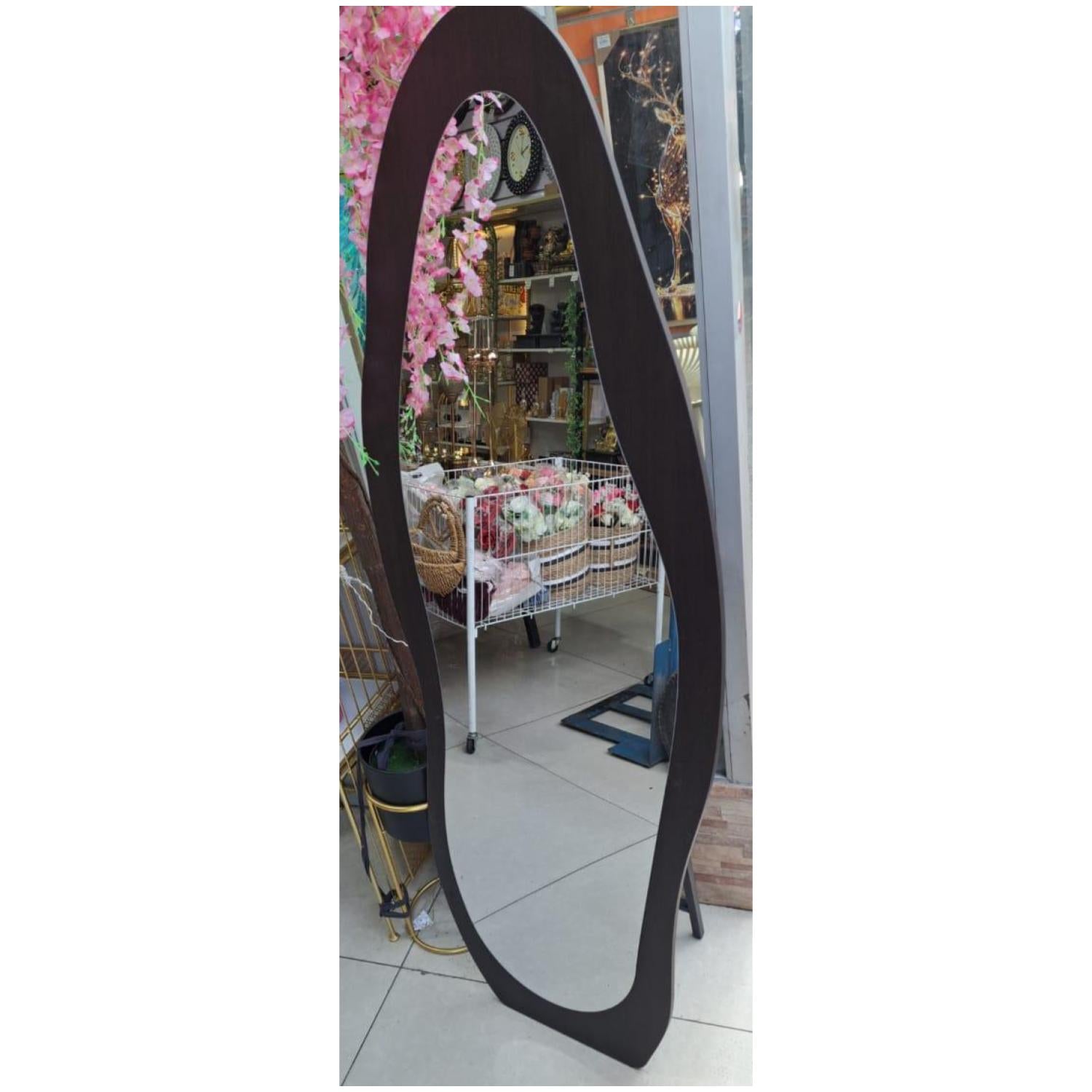 Espejo De Pie Marco Madera Diseño Ondas