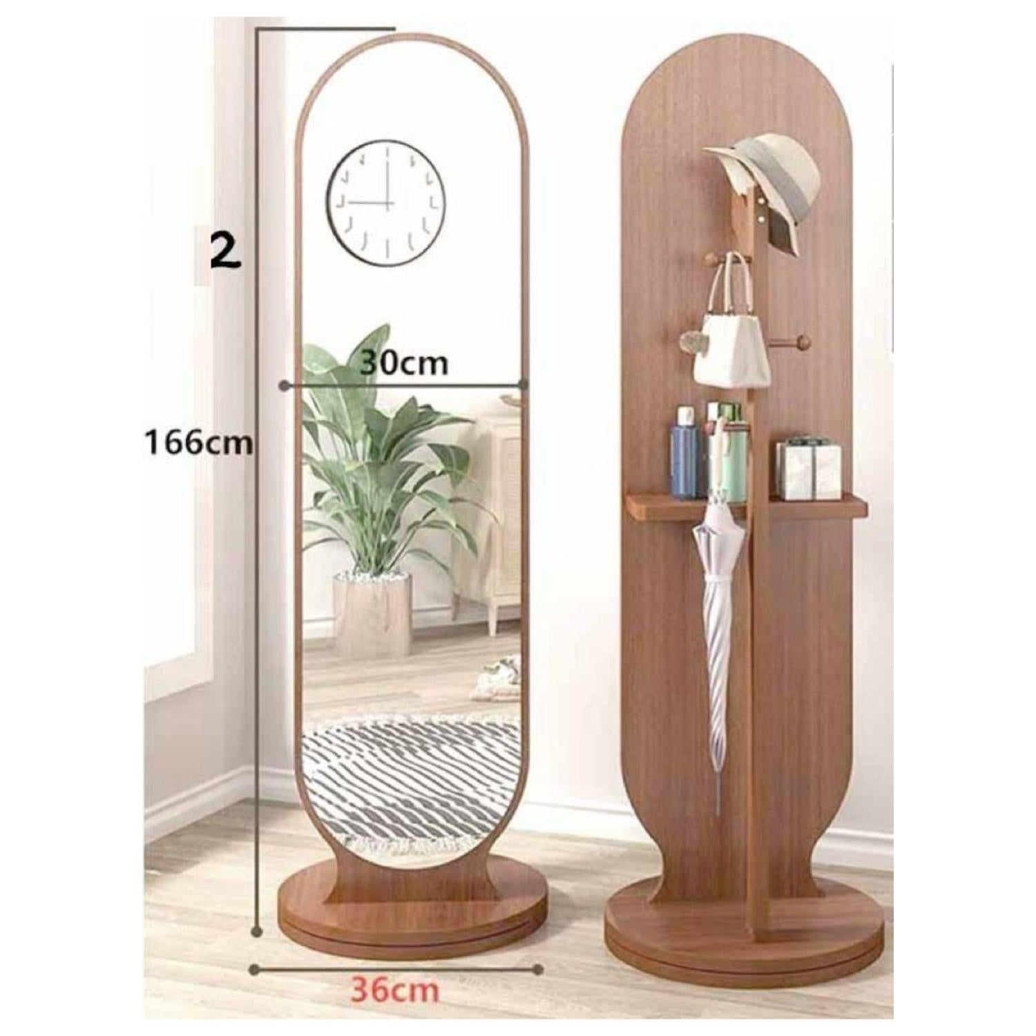 Espejo de Cuerpo Completo 360° con Perchero y Repisas