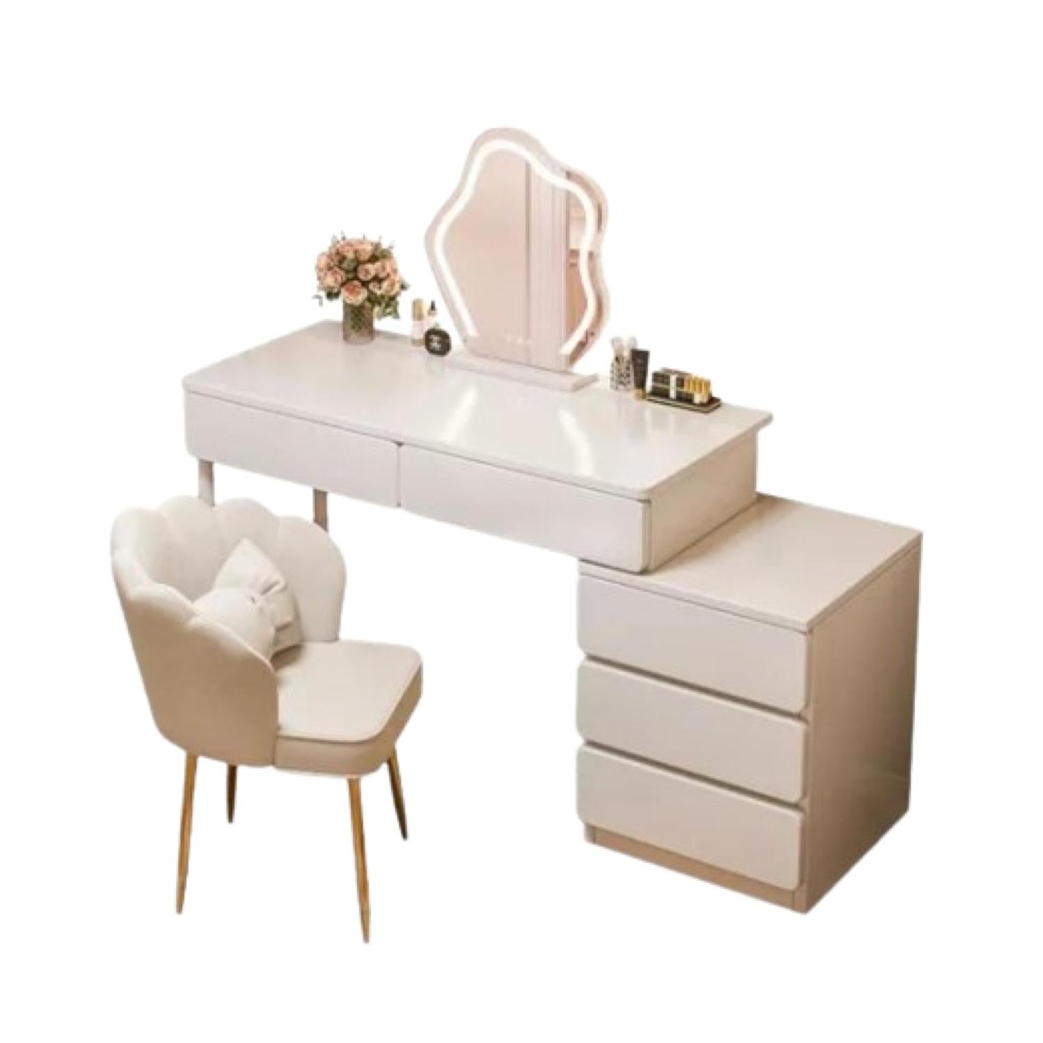 Tocador De Lujo Con Espejo Led Y Comoda Intercambiable