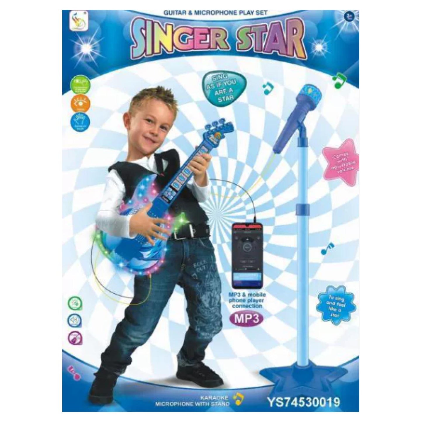 Juguete Guitarra Infantil con Micrófono y Pedestal
