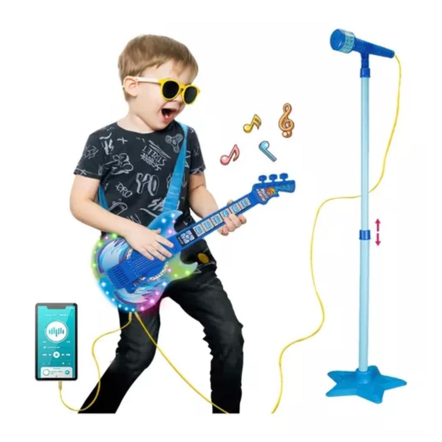 Juguete Guitarra Infantil con Micrófono y Pedestal