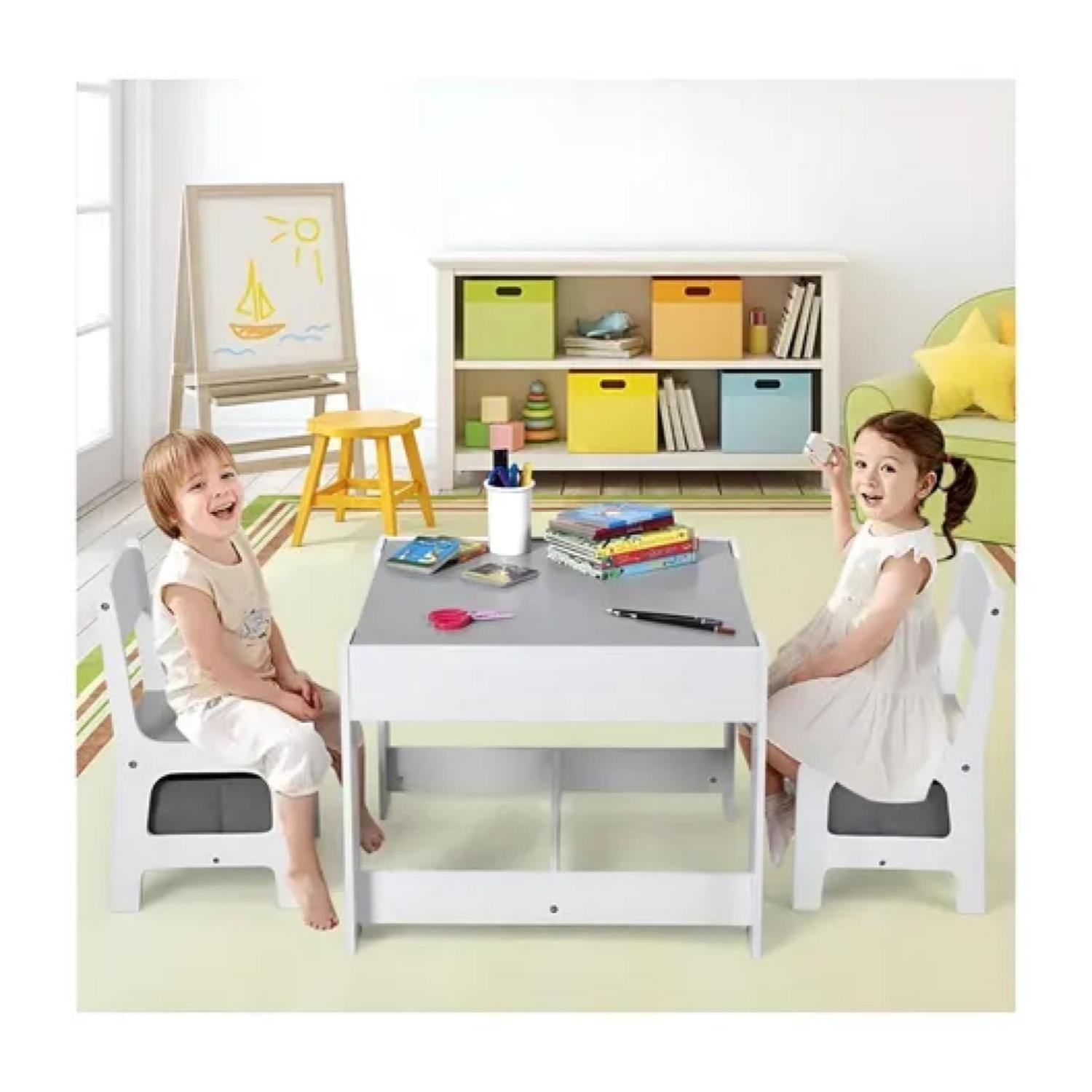 Mesa de Actividad Reversible + 2 Sillas para Niños
