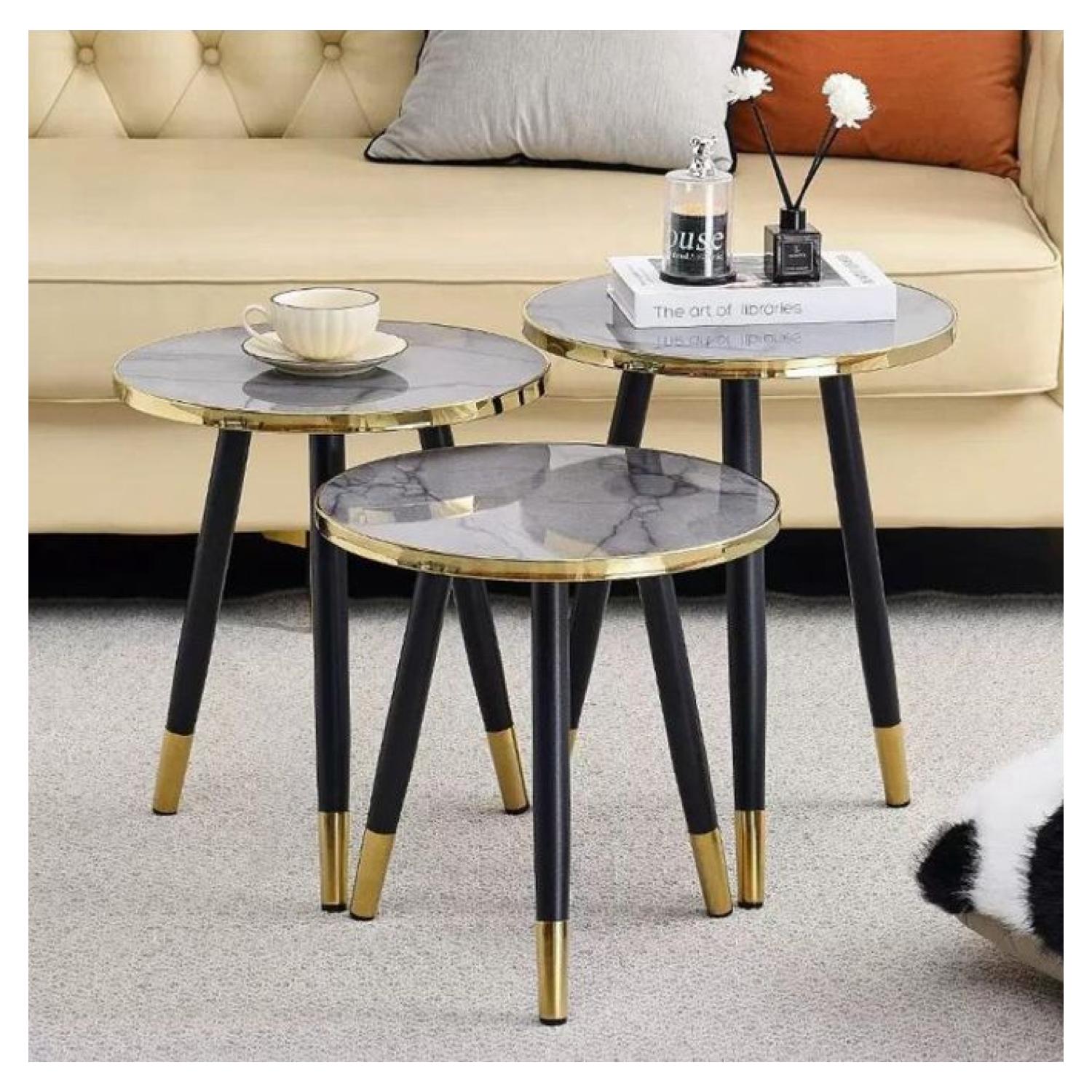 Set Mesas de Centro Luxury Black & Gold – 3 Piezas