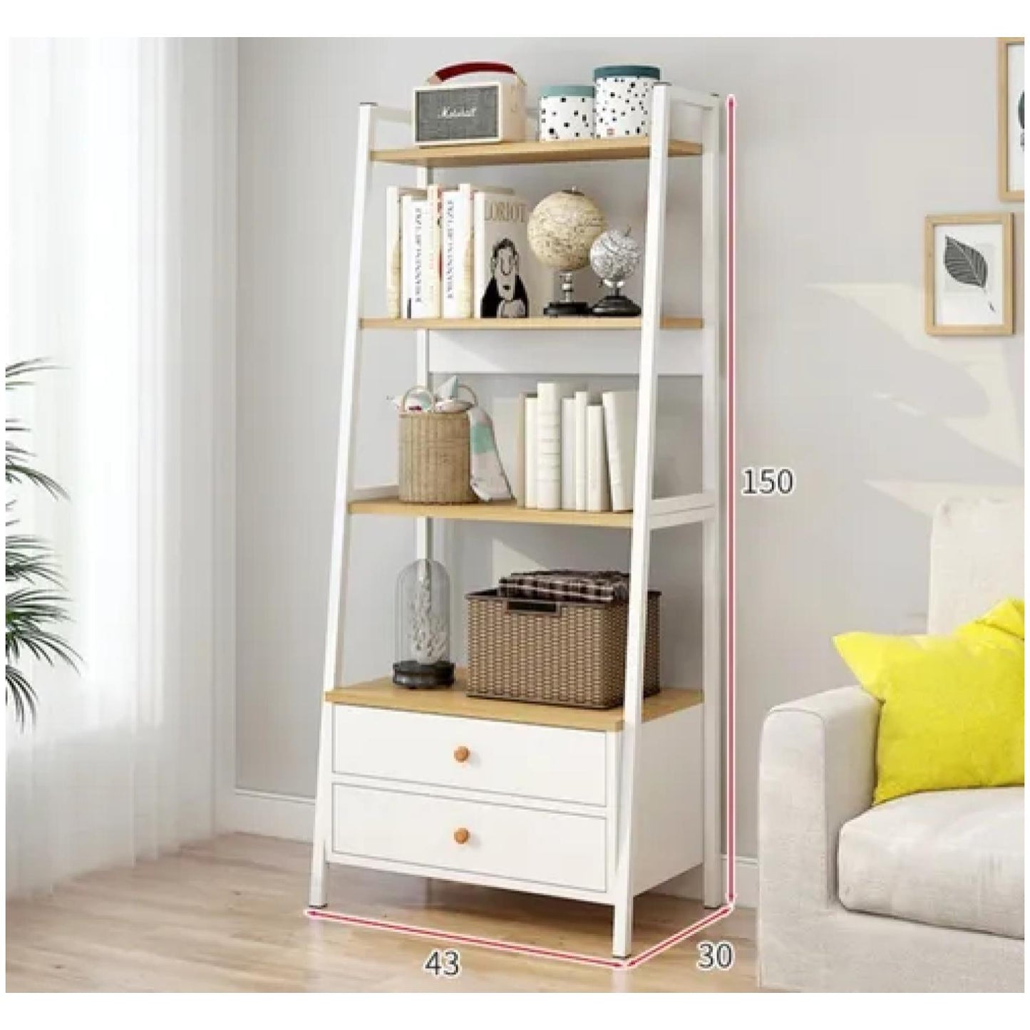 Estante Organizador Living 4 Niveles Y 2 Cajones 150*43*30Cm