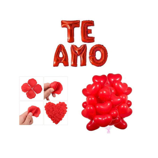 Pack De Amor 1 Frase + 200 Petalos  + 25 Globos Corazon