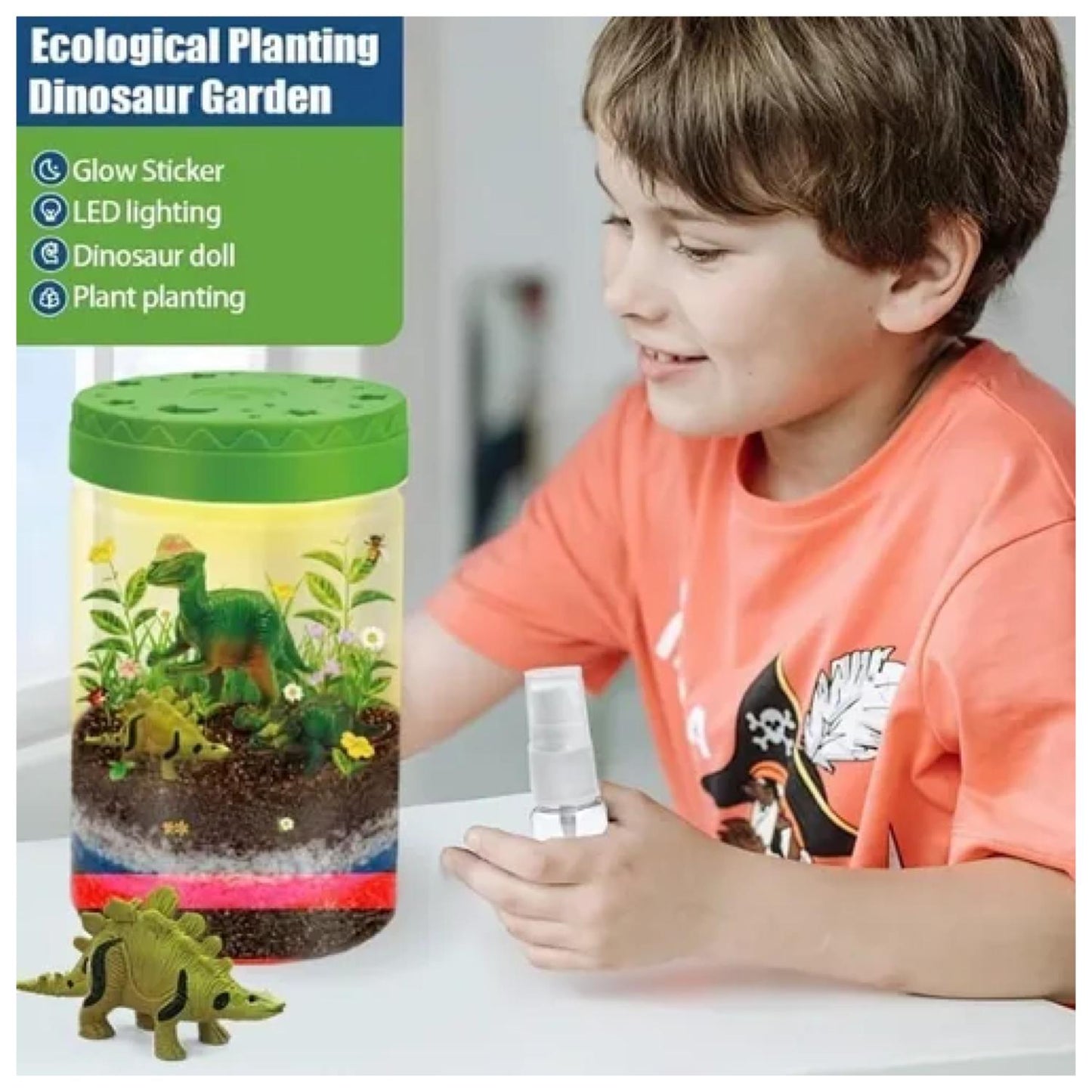 Terrario Dinosaurio con Luz LED