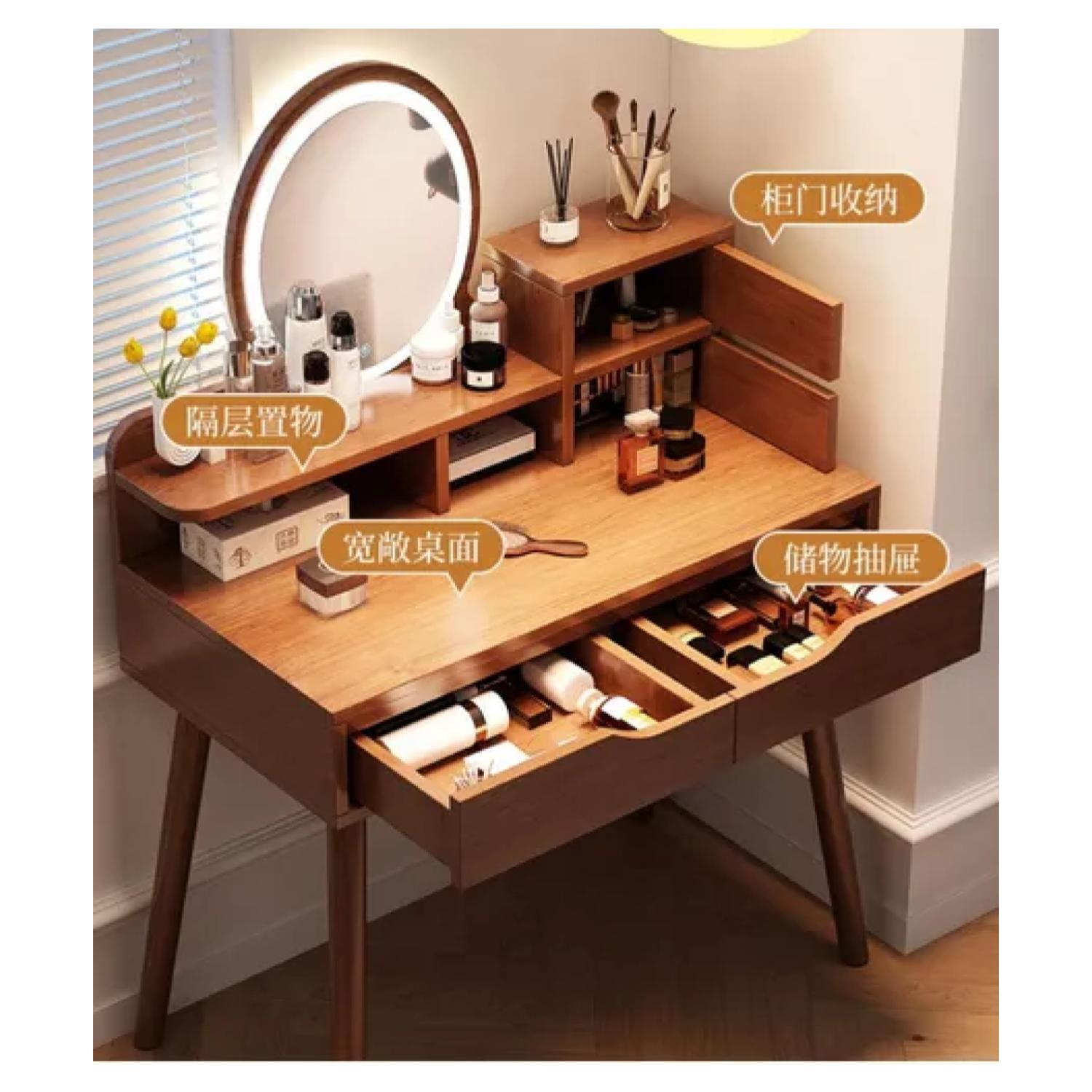 Tocador Con Espejo De Luz Led Y Taburete 80x40x130cm