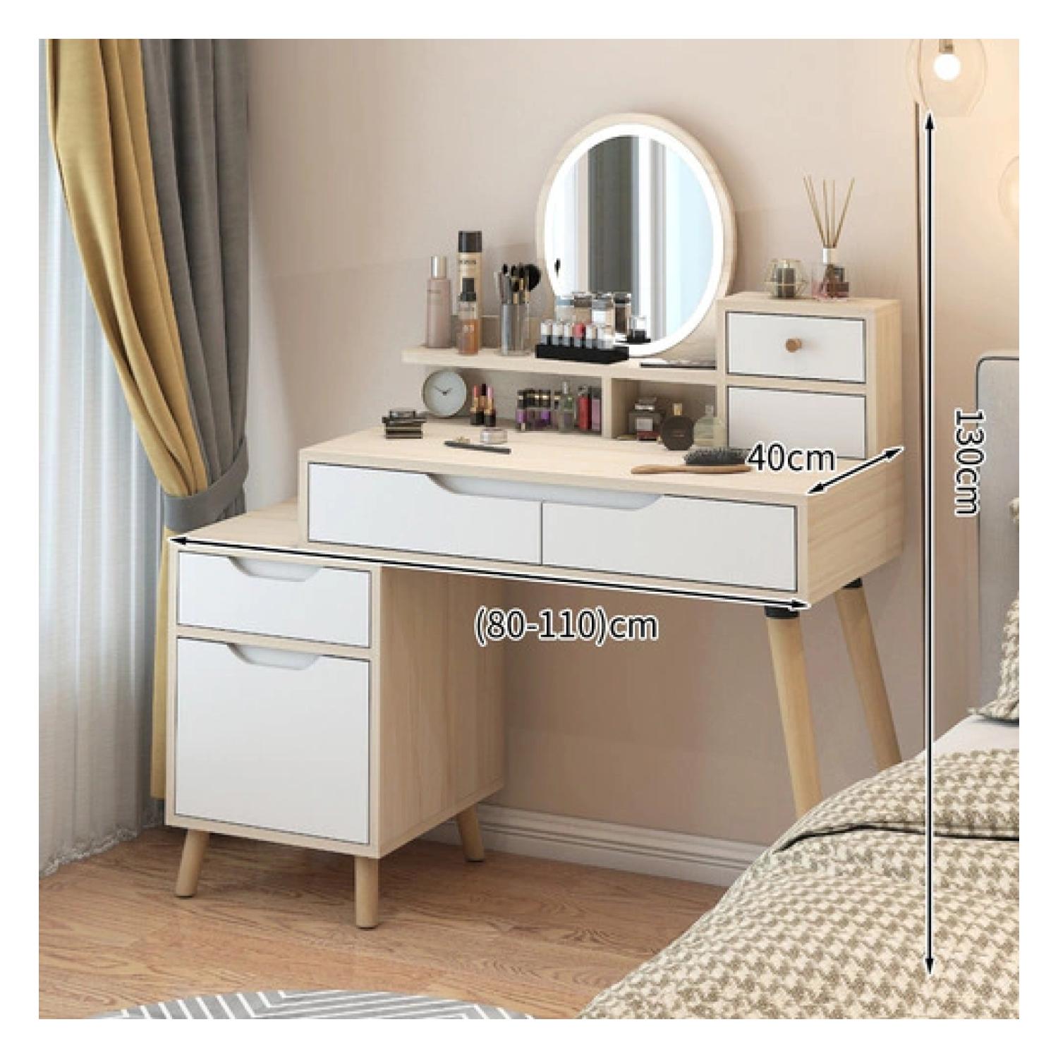 Tocador Con Espejo De Luz Y Taburete Comoda Extendible