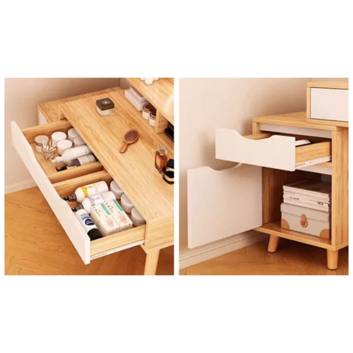 Tocador Con Espejo De Luz Y Taburete Comoda Extendible