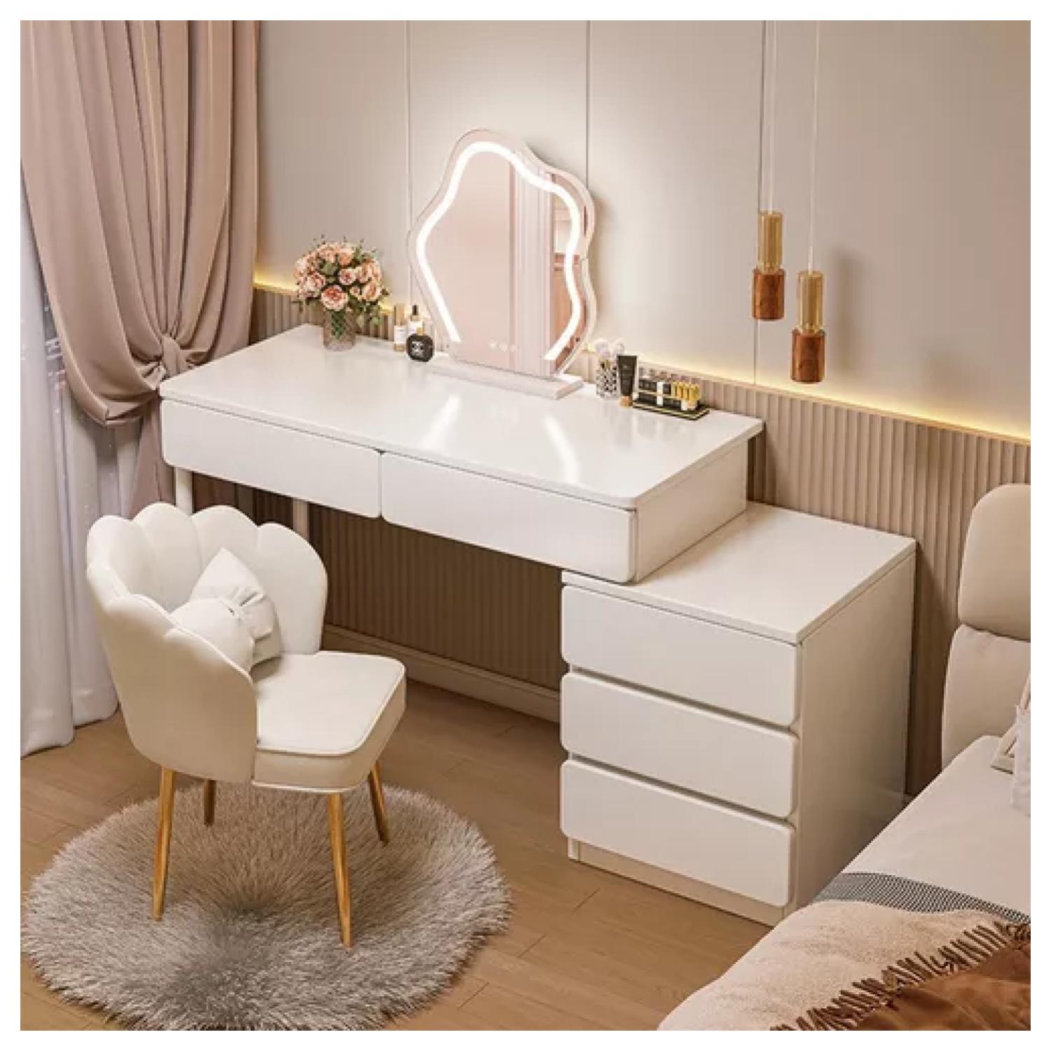 Tocador De Lujo Con Espejo Led Y Comoda Intercambiable