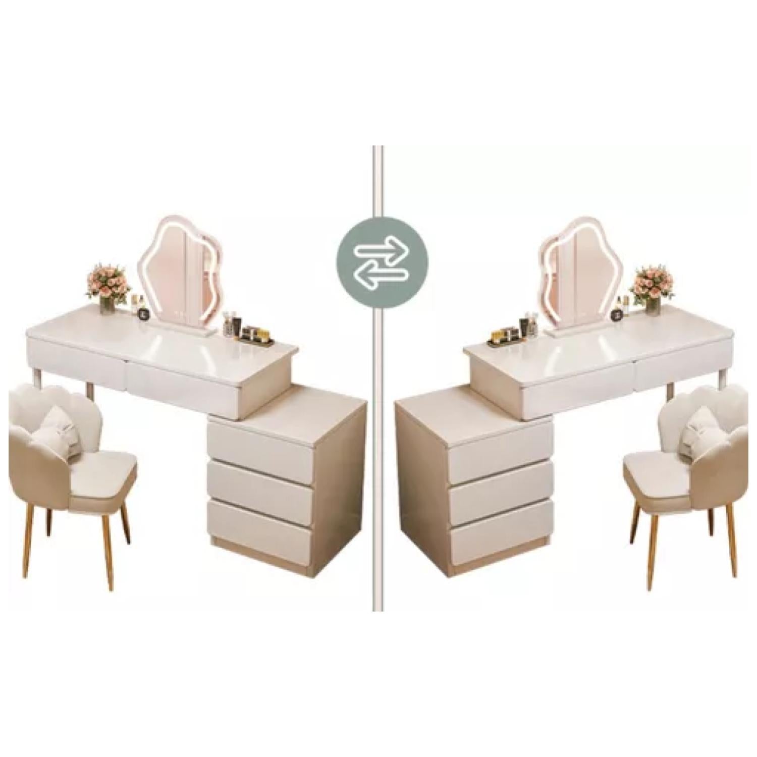 Tocador De Lujo Con Espejo Led Y Comoda Intercambiable