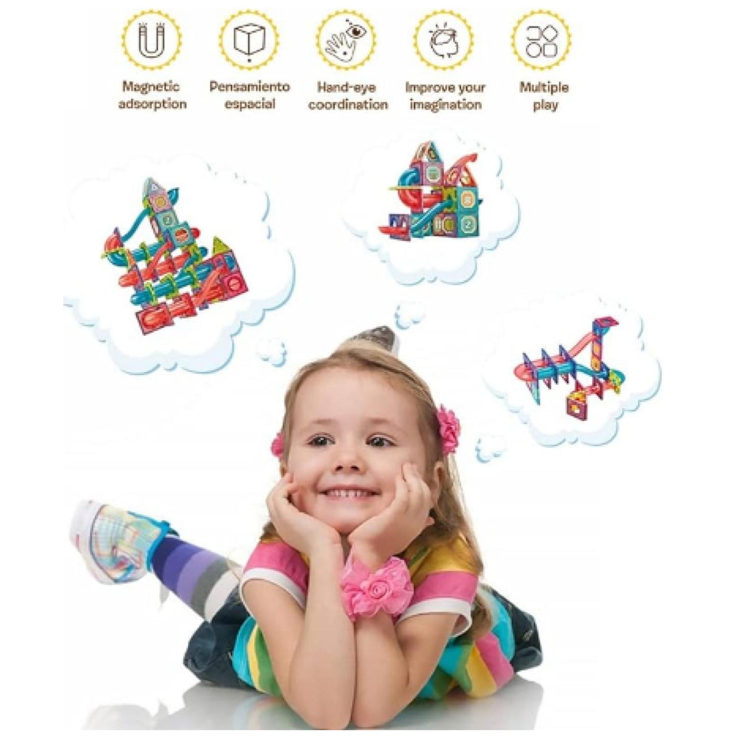 Bloques Magneticos Castillo 32 Pcs De Colores