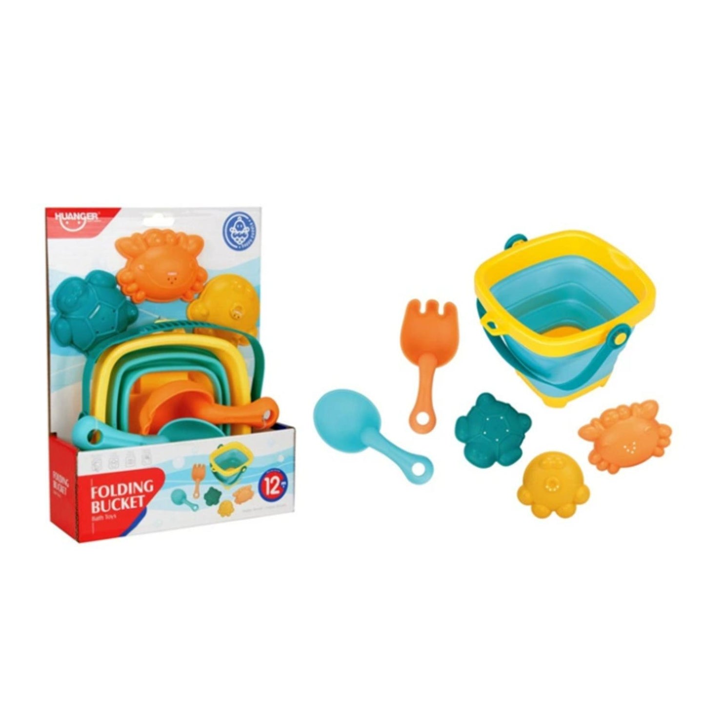 Juguete Set De Playa Con Baldes Plegables Y Moldes