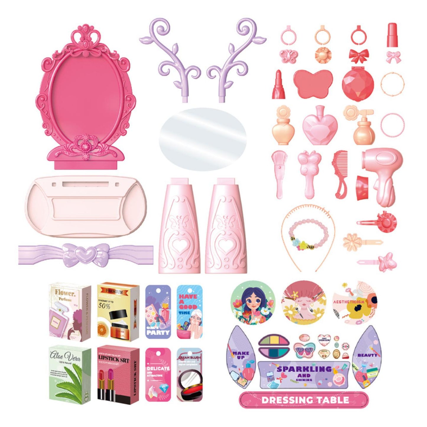 Juguete Tocador Rosado 46 Accesorios