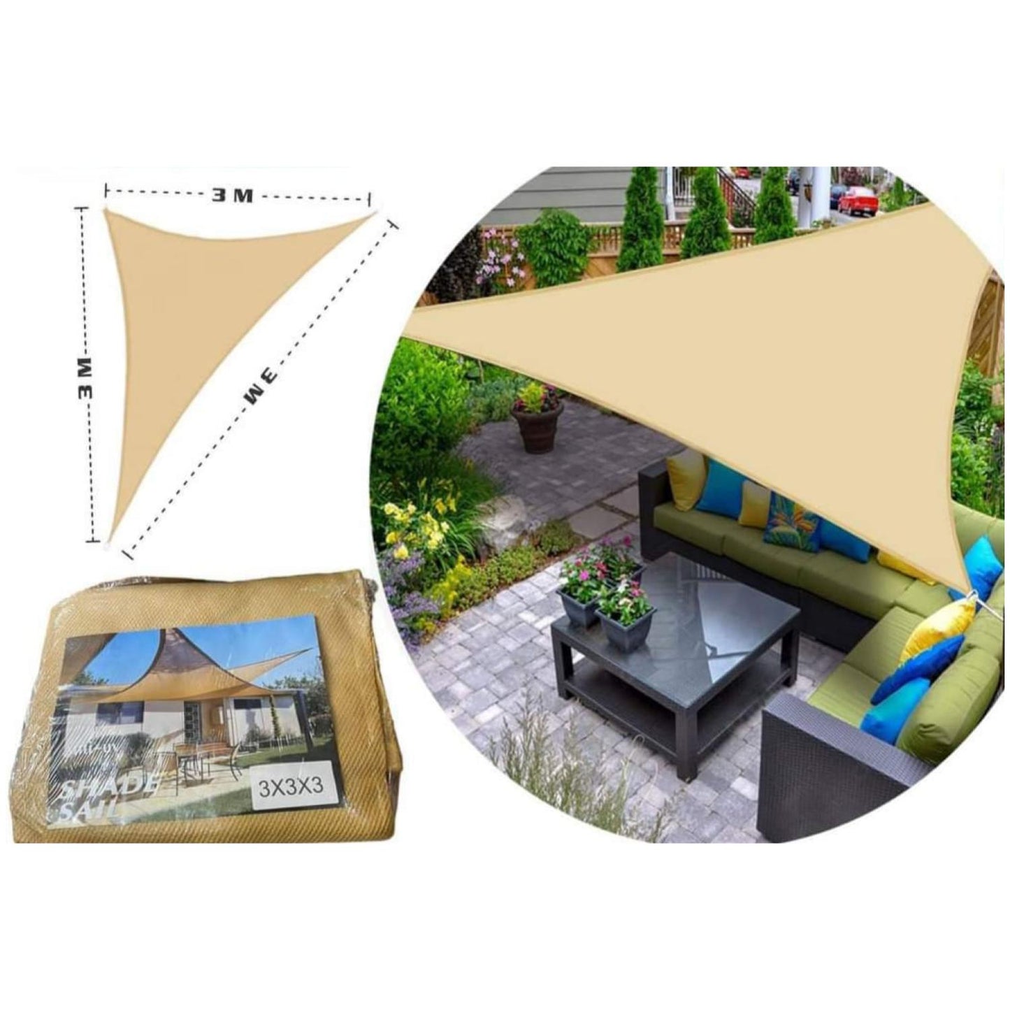 Toldo Vela Triangular 3 x 3 x 3 Metros